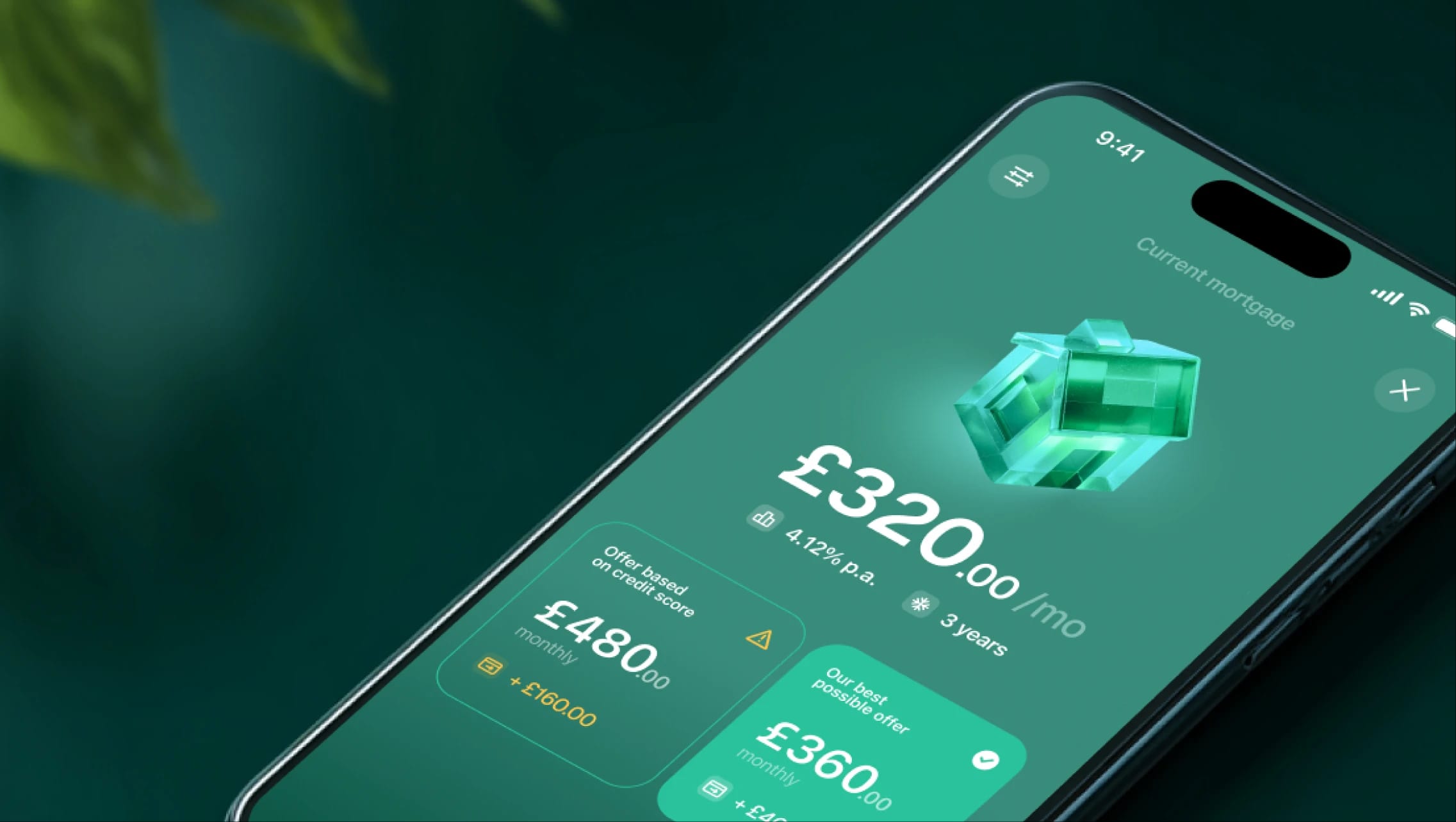 CleanSlate app showing clear mortgage offers on a phone